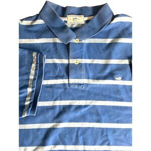 Southern Tide Skipjack‎ Polo Shirt XL Blue Striped Cotton Blend Mens Casual Wear